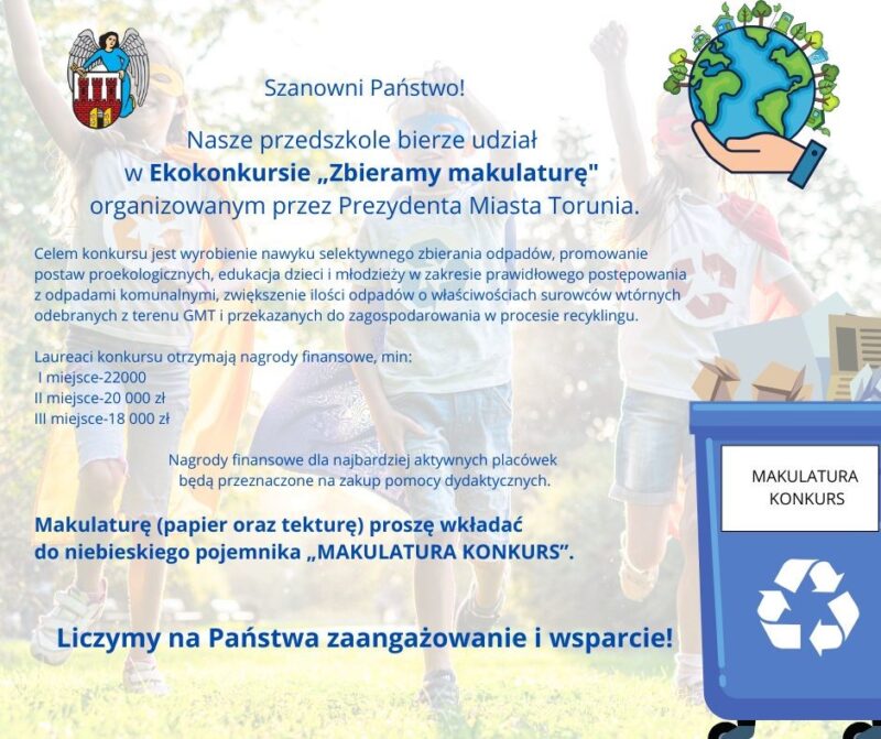 plakat zachęcajacy do akcji zbierania makulatury w placówce